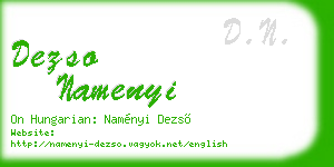 dezso namenyi business card